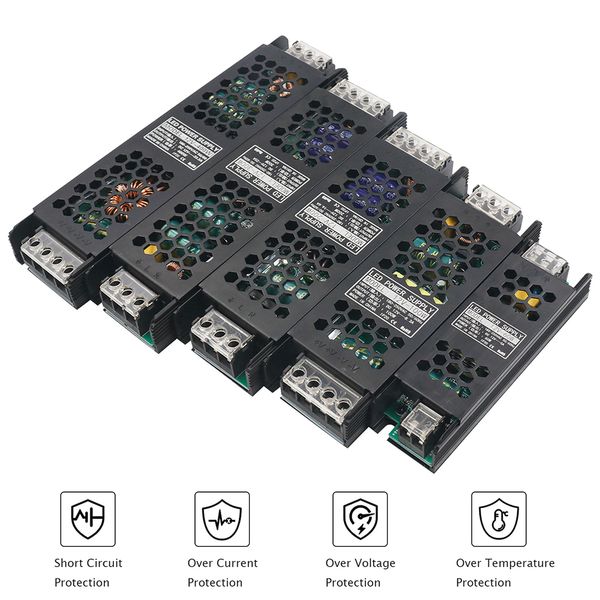 Transformador de fuente de alimentación LED LED de 12V de 12V 60W 100W 200W 300W 400W 500W Conductor LED LED Super delgada A/D Convertidor para bombilla de tira de luz LED