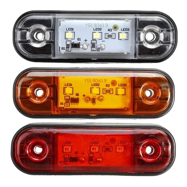 Feux de position latéraux Led 12v/24v, pour remorque, camions, caravane, feu de position latéral, lampe Led camion ambre rouge blanc 9-30V