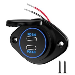 12V 24V Outlet 36W Dual PD USB C Port Quick Charge 3.0 Charger Socket Waterdichte stroomuitlaat voor autoboot