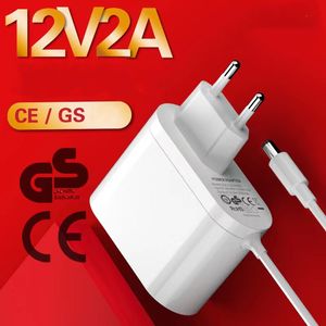 12V 2A 1A Adaptateur secteur certifié CE / GS Prise UE 24W DC Sortie 90-240V AC Câble d'entrée Chargeur Adaptateur d'alimentation pour haut-parleurs Routeur