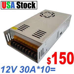 Fuente de alimentación de 12 V 30 A CC Convertidor de CA a CC de conmutación regulada universal CA CC 110 V/220 V Controlador LED Transformador de bajo voltaje para impresora CCTV 3D Controlador LED oemled