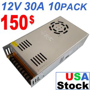 12V 30A Schakelvoeding 110-240 VOLT AC/DC 360W Universeel gereguleerde schakeltransformatoradapter Driver voor 3D-printer CCTV Radio LED Strip Lichten Crestech Crestech