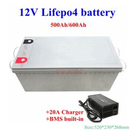 12V 500Ah 600Ah lifepo4 Lithium batterij 12V BMS 4S voor RV omvormer zonne-energie opslag campers noodsysteem + 20A Charger