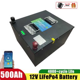 12V 500AH Lifepo4 batterie Lithium BMS 4S 12.8V pour chariot de Golf stockage solaire bateau RV camping-car + chargeur 20A