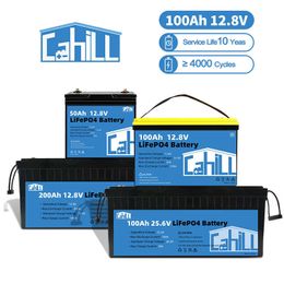 12V 50Ah 24V 100Ah 200Ah LiFePO4 Batterie Grade A Batterie Lithium Fer Phosphate BMS intégré pour RV Vans Camper EV Stockage