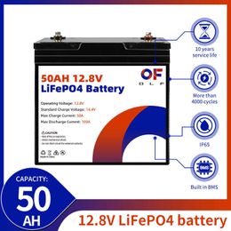 Batterie LiFePO4 12V 50ah, Bms intégré, Rechargeable, 4000 cycles, pour camping-car, camping-car, voiturette de Golf, camions à énergie solaire tout-terrain