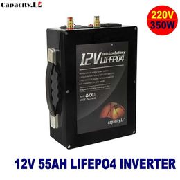 12 V 55 Ah Lifepo4-Batterie 30 Ah tragbarer Generator mit Wechselrichter 220 V 350 W DC USB-Akku Multifunktionsbatterie