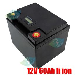 Batería de litio de iones de litio de 12V 60AH con pantalla de voltaje para producto digital de 12V Tiras de luces LED para acampar Auto Sart