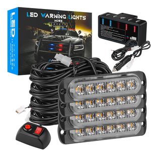 Lumières d'urgence de voiture 12V 6LED 4 en 1 avertissement de danger de synchronisation Super lumineux lumière de calandre stroboscopique pour moto de camion SUV