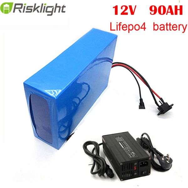 Batterie lithium-ion 12v 90ah lifepo4 pour voiture rc/voiture électrique/rv
