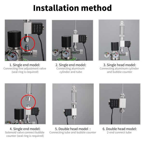 Válvulas solenoides de acuario de 12V Regulador del sistema CO2 Accesorios de acuarios Aquarium Válvulas de magnética de baja temperatura eléctrica para peces