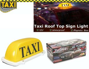 Autocollants de voiture 12V jaune vif LED voiture Taxi cabine toit Topper signe lampe Base magnétique pour les conducteurs