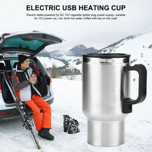 Café à voiture de voiture 12V portable Kettle électrique 450 ml Tobe de chauffage de véhicule de tumbler en acier inoxydable pour la boisson thermique d'hiver 240325