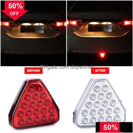 12V Auto F1 Stijl Driehoek Rode Led 3Rd Achterbumper Staart Stop Strobe Light Center Remlichten Accessoires Drop levering