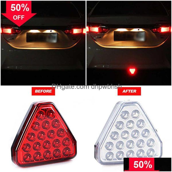 12v carro f1 estilo triângulo vermelho led 3rd amortecedor traseiro cauda parar luz estroboscópica centro luzes de freio acessórios entrega direta