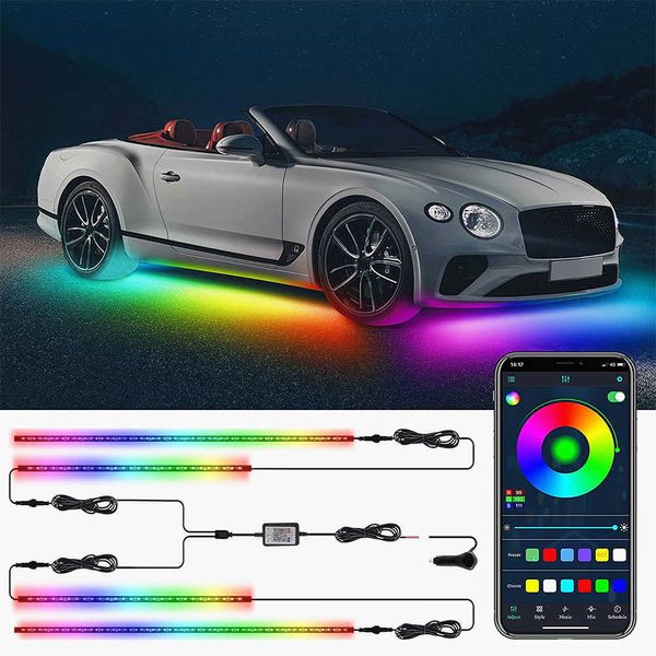 12V voiture lumière Flexible bande étanche LED sous la carrosserie lumières téléphone APP contrôle voiture LED néon lumière décorative atmosphère lampe