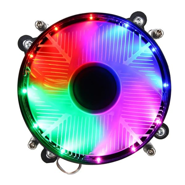 Ventilateur de refroidissement CPU 12V DC 3 broches, LED colorées pour Intel LGA 1150/1151/1155/1156/1366