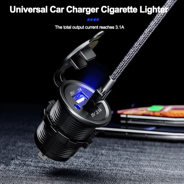 12V dual USB Port Car Carger enchufe enchufe encendedor de encendedor para un adaptador de carga de teléfono móvil impermeable para botes automáticos