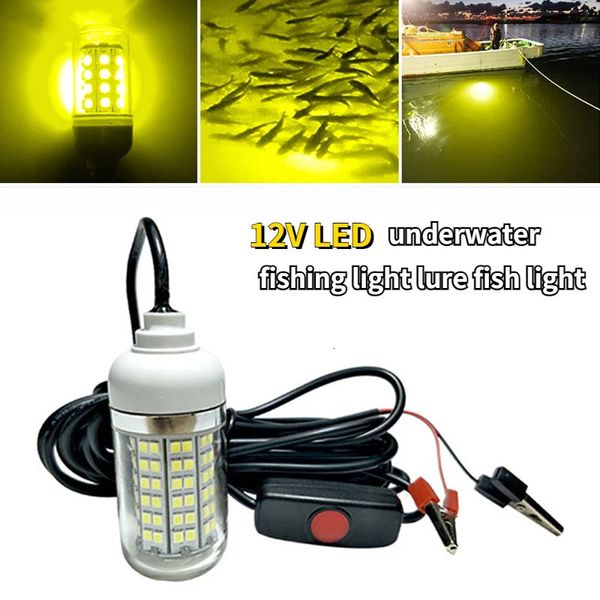 12V lampe LED pour la pêche 100W Ip68 leurre lampe de recherche de poisson 108 LED s 2835SMD attire les crevettes calmar Krill 4 couleurs lumières sous-marines 240227