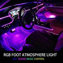 Tira de luces Led de 12V para coche, luces de ambiente Interior, Control por aplicación, lámpara de neón decorativa de Color RGB para coche, fiesta en casa, retroiluminación automática