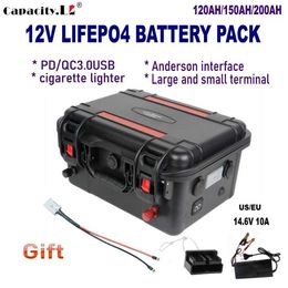 Batterie au Lithium Lifepo4 12V, 120ah, 200ah, pour camping-car solaire, étanche, PD, Batteries de secours rechargeables, moteur de bateau Anderson