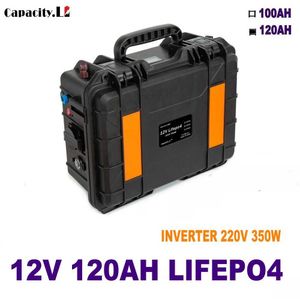 12V LIFEPO4 Batterij Pack 100Ah Inverter 220V 350W BMS Power Station Solar Relgable 120Ah