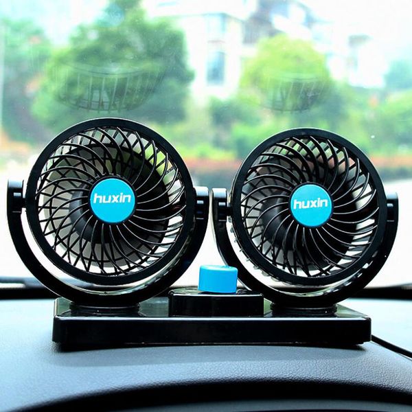 12V Mini ventilateur de voiture électrique à faible bruit climatiseur de voiture d'été 360 degrés rotatif 2 vitesses ventilateur de refroidissement à Air réglable