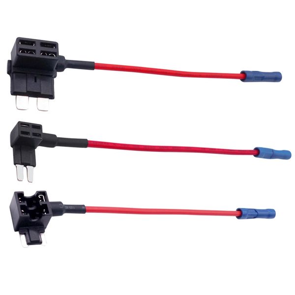 Portafusibles para coche de tamaño MINI PEQUEÑO Y MEDIANO de 12V, adaptador TAP de circuito adicional, portafusibles para coche, adaptador trasero