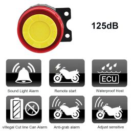 Alarma de motocicleta de 12V 125dB Sistema de alarma de seguridad de sirena de alta potencia Altavoz antirrobo de alarma antirrobo para protección contra el scooter de bicicleta