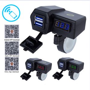 Freeshipping 12 V Motorfiets Dual USB Scooter Sigarettenaansteker met Bluetooth Stuur Klem Power Charger Outlet Socket Splitter