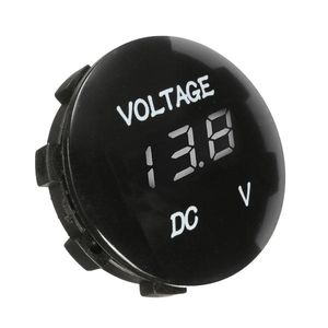 12V Motorfiets LED Digital Display Volt Meterr Waterdichte Mini Ronde Panel Meter voor Auto Boat Yacht - Green