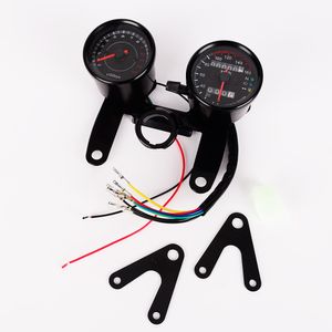 12 V Motorcycle Scooter Zwart LED Kilometerteller Snelheidsmeter Meter en 13000RPM Toerenteller met beugel voor Yamaha SR XV RX Cafe Racer Suzuki Honda