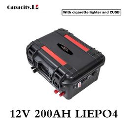 12V Oplaadbare LifePo4 Batterij Pack 200Ah Bluetooth BMS RV Outdoor Marine Lithium Battery Zonne -waterdichte omvormer