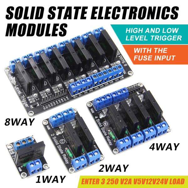 Relé de 12V 1 2 4 8 canales SSR Alto nivel bajo Módulo de relé de relé de estado sólido 250V 2A para Relé Arduino 5V