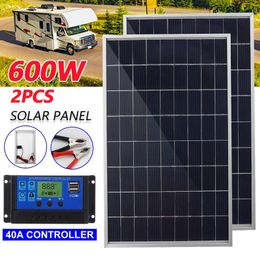 Kit de panneau solaire 12V Complete 600 W Capacité Polycristalline POWER PORTABLE PORTABLE GÉNÉRATEUR DE cellules rechargeables pour la maison 240430