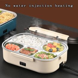 12V220V Water Gratis Elektrische Verwarming Lunchbox Roestvrij Staal Voedsel Isolatie Bento Thuis Auto Warm Houden 12L 240109