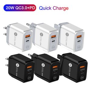 18W 20W USB-C Type C Charger PD 2.4W Wall Chargers EU US UK Adapter voor iPhone 12 13 14 Samsung Huawei Android-telefoon met doos