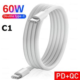 12W 60W Blanco Cables de cargador rápido rápido Tipo c USB C PD Cable 1m 2m Línea de cable para Samsung S8 S9 S10 S20 note 20 htc android phone pc