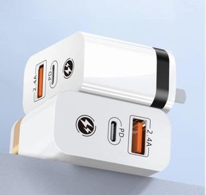12W Dual Ports chargeurs Type C PD 2.4A USB Wall Charger US AC Power Adapters Pour smartphone
