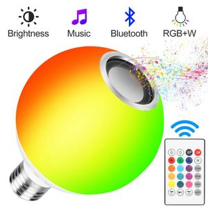 Ampoules LED 12W télécommande lampe intelligente E27 RGB haut-parleur Bluetooth musique lumière sans fil RGB ampoule blanche