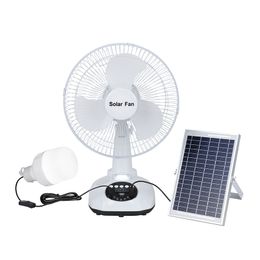 Ventilateur solaire 12W avec lecteur de musique, fonction lampe LED Rechargeable, ventilateurs de bureau solaires, 3 vitesses, pour la maison, le Camping en plein air et les voyages