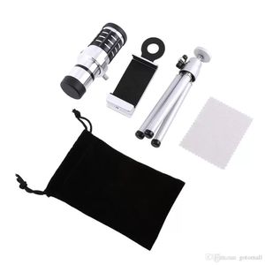 12X Zoom Cámara Teleobjetivo Telescopio Montura de lente Tri Kit para iPhone Xiaomi Samsung Huawei HTC Universal