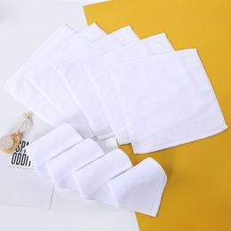 Serviette à main de 12x12 pouces d'épaisseur Coton Coton White Square Hand Towels For Hotel Home Restaurant Mariage Dîner Tipkins Broided Custom Logo 60G 32S