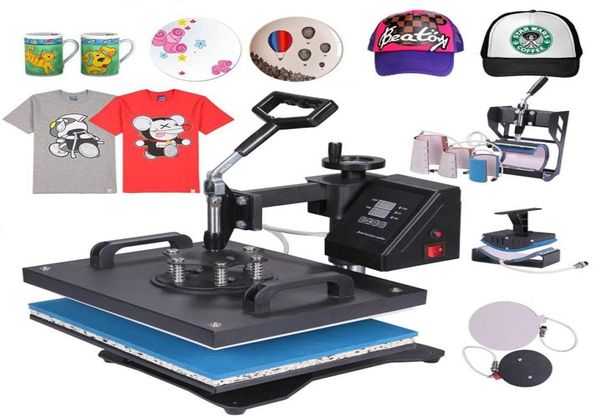 12X15 pouces double affichage Combo 8 en 1 Sublimation t-shirt presse à chaud Machine pour impression t-shirt étui de téléphoneCapKeychain7026868