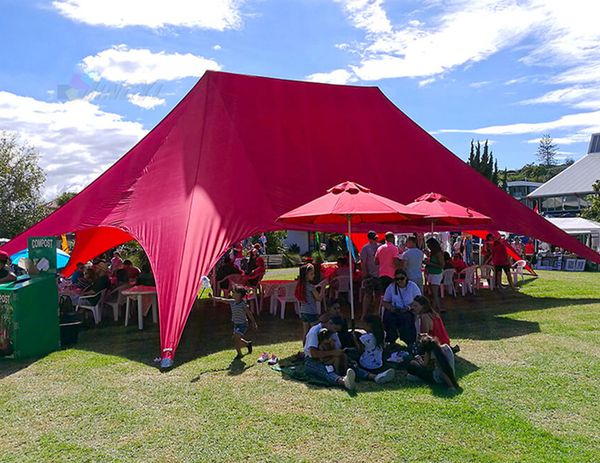 Gazebo étoile araignée à double pôle 12x17m, tente pour grand événement, tente Patry en alliage d'aluminium pour salon commercial de marque publicitaire