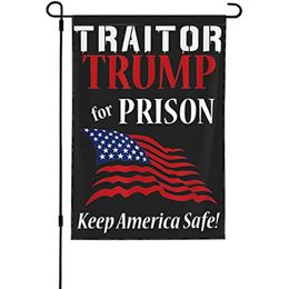 12x18 Traidor Trump va a la cárcel Jardín Doble Lado Anti Trump Traición Patio Arresto Trump Encerrarlo Casa Voto Azul Salvar América Democracia Culpable