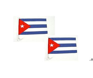 12x18inch Cubaanse autovlaggen Digitaal printen Nationaal Ophangend 30x45cm Polyester Stof 43cm plastic paal Buiten Binnen EWD91568801350