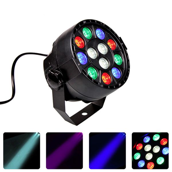 12X3W Iluminación de escenario RGB DJ Luz LED Mini luces LED planas para fiesta Disco Club Bar Luz de escenario Cabeza móvil con control remoto