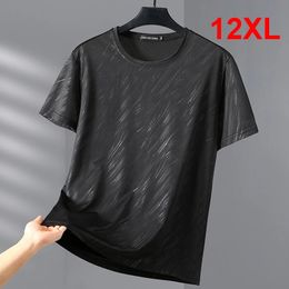 12XL 10XL grande taille t-shirt hommes été Cool à manches courtes t-shirts grands hauts t-shirts mâle décontracté Stretch 240313