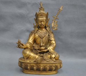 13 '' 'China Tibet Bronze Lotus geboren Guru Padmasambhava Boeddhabeeld